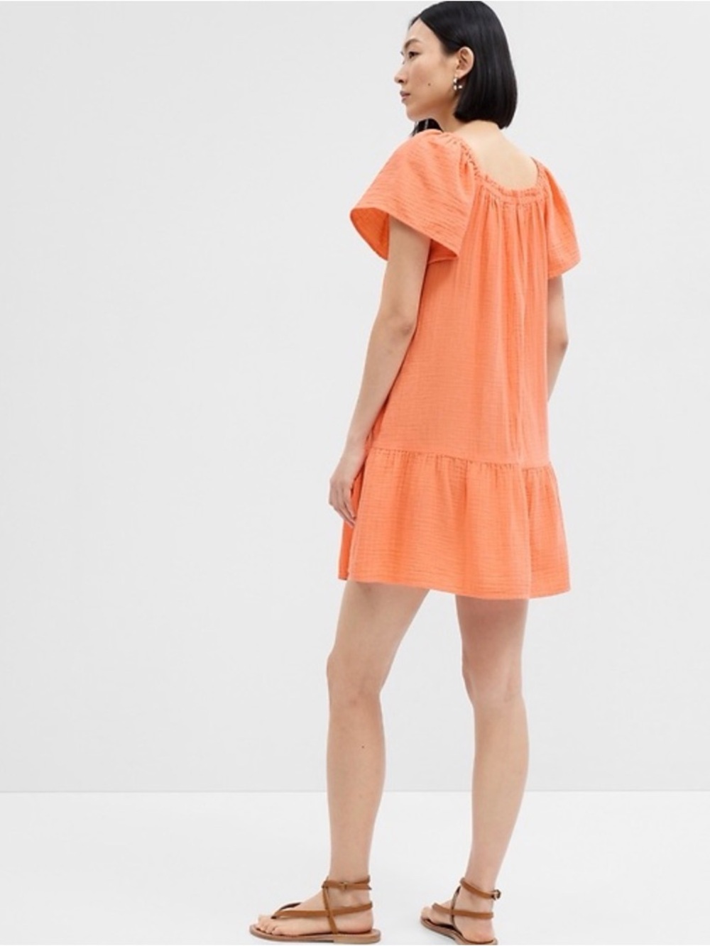 GAP Coral Short Sleeve Tiered High-Low Mini Dress
